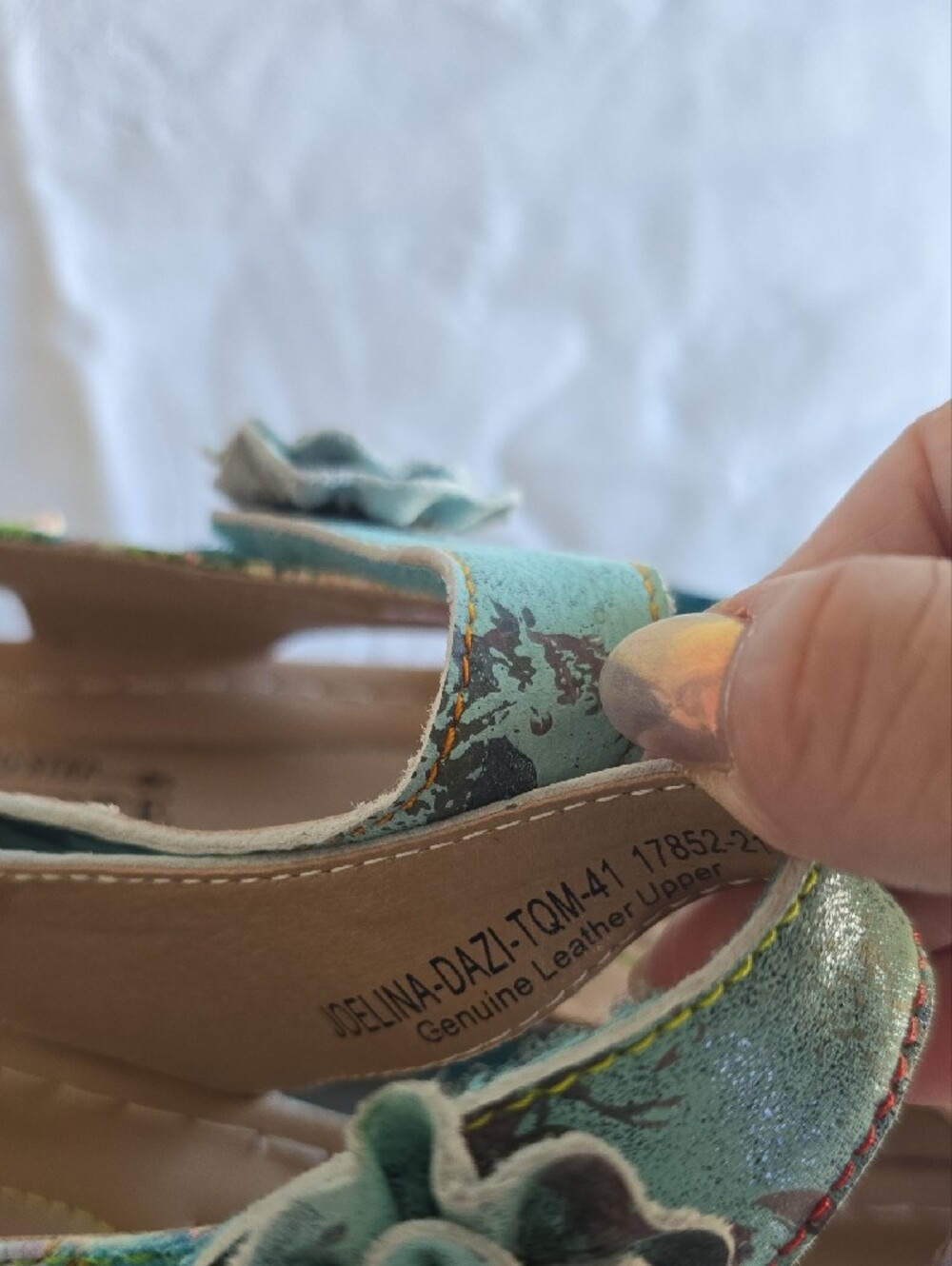 Joelina Floral Teal Women’s Slingback Sandals with Rosette Detail EU 41 US 10 - Picture 3 of 16